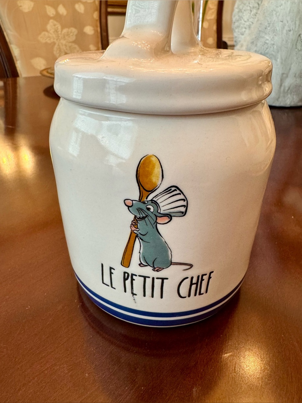 NEW Le Petit Chef Ceramic Canister with Lid - White & Blue